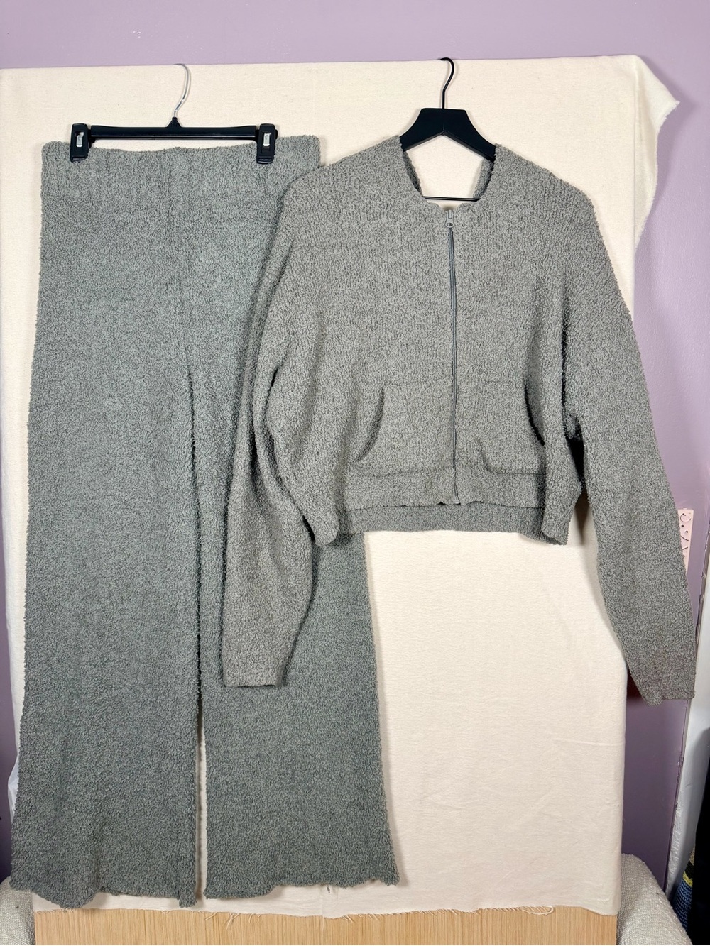 SKIMS Cozy Knit Wide-Leg Pants and SKIMS Cozy Knit Zip Up Hoodie